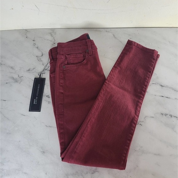 Veronica Beard Highrise Debbie Ankle Oxblood Skinny Jeans 25 NWT - Picture 3 of 9